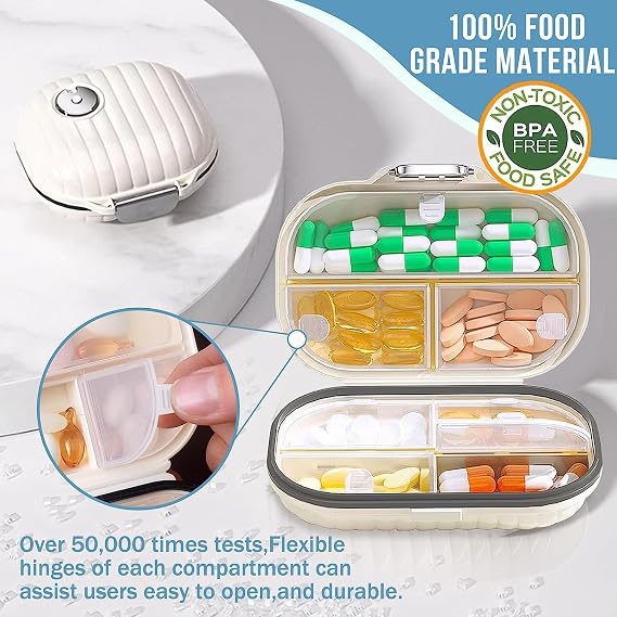 2 Pcs Travel Pill Organiser（Large and Small） Portable Pill Box丨Pill Box Travel，Small Tablet Box Medicine for Travelling，Storage of Vitamins and Daily use etc