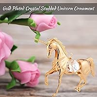 Vista 4 de Matashi Adorno de unicornio chapado en oro de 24 quilates, decoración para el hogar, oficina, regalo único para el día de la madre, día de San