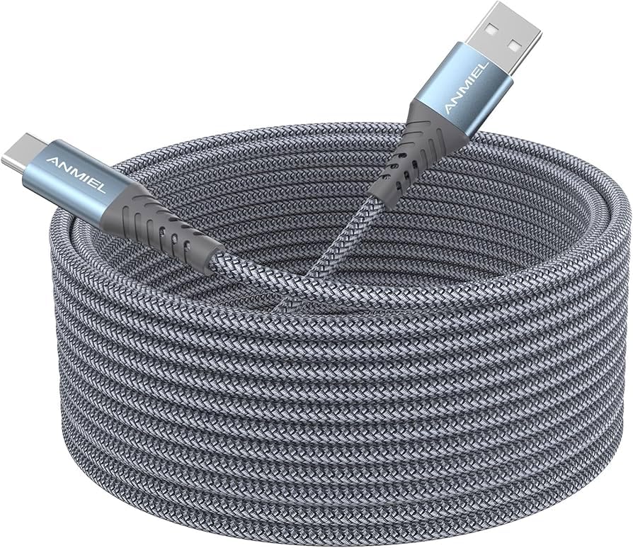 USB to type C Cable, 2 meters (6ft) Fast USB Type C Charging Cable for Android/Phone/Pad/Laptop, Type C Charger Braided USB Cable Compatible withi Phone 16/15/Pro/Plus/Max/Sam.Sung-Silver