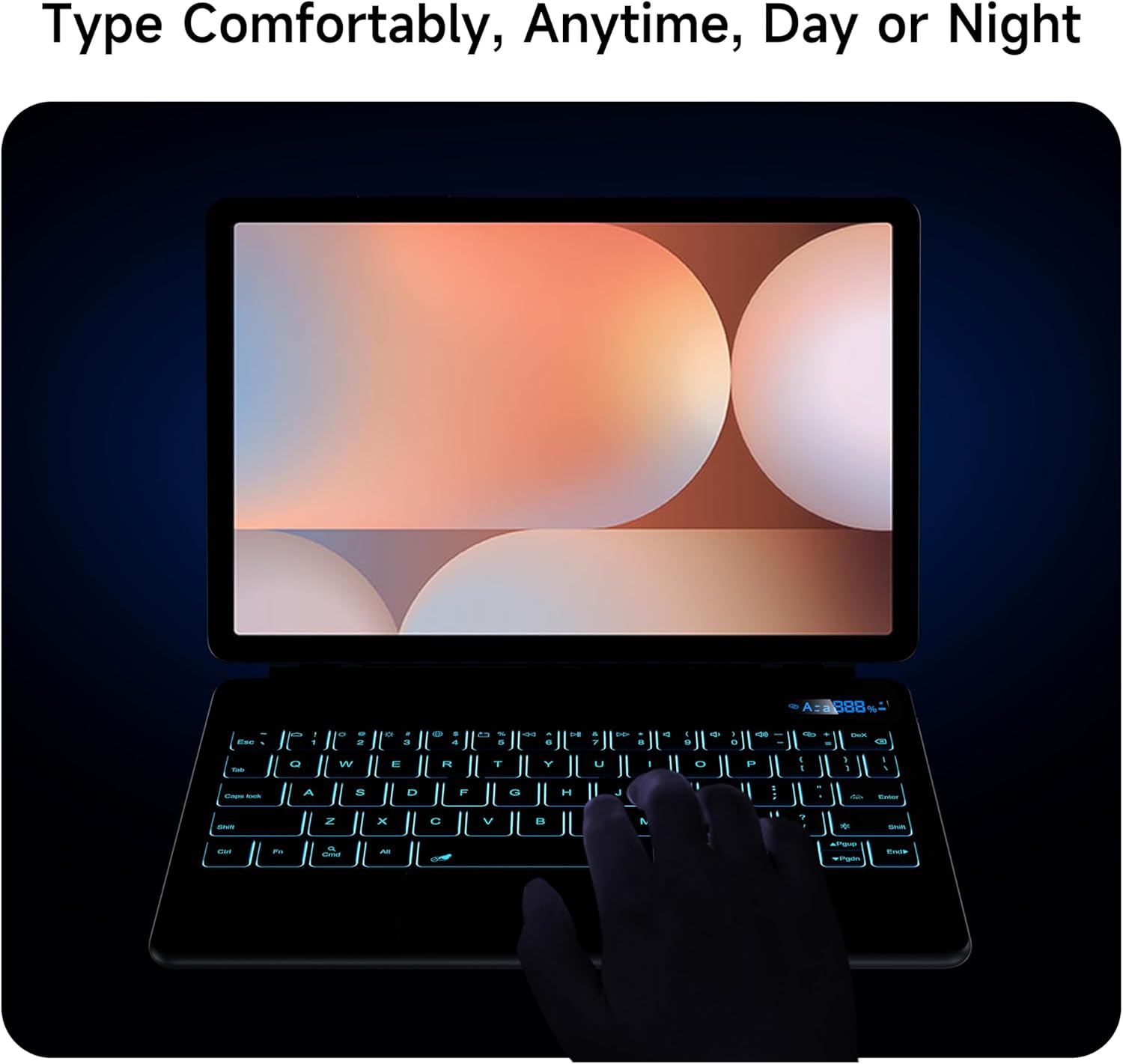 Keyboard Case for 12.4-inch Samsung Galaxy Tab S10+ Plus/S9+ Plus/S9 FE+ Plus/S8+ Plus/S7FE/S7+ Plus, 7 Colour Backlit, Multi-Touch Trackpad, Floating Magnetic Design, Battery Display, White