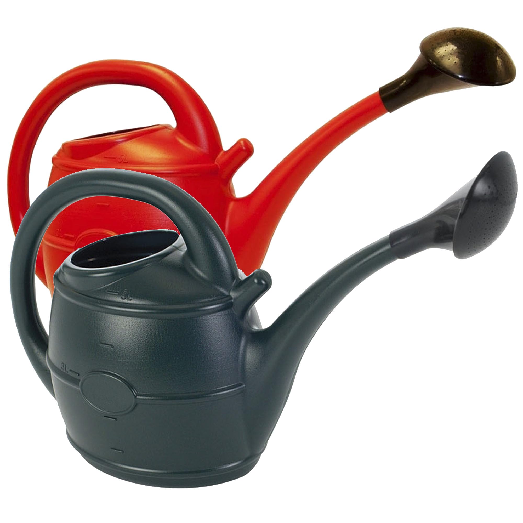 10L Watering Can In Red or Green Lightweight Watering Can For Garden Indoor & Outdoor With Sprinkler Rose Head (Green, 2 x 10L Watering Cans)