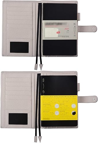 Miniatura 3 de Funda de cuero genuino para planificador B6, organizador personal con bucle para bolígrafo, ranuras para tarjetas, bolsillos con cremallera,