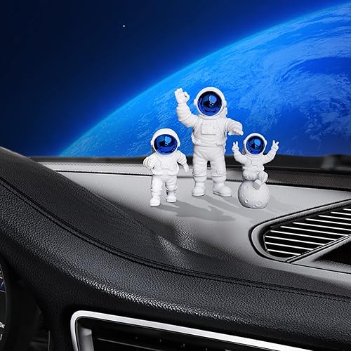 Vista 12 de Figura de astronauta, juego de 3 espejos, decoración de estatua de astronauta, figura de resina para decoración de pastel, adorno de escritorio