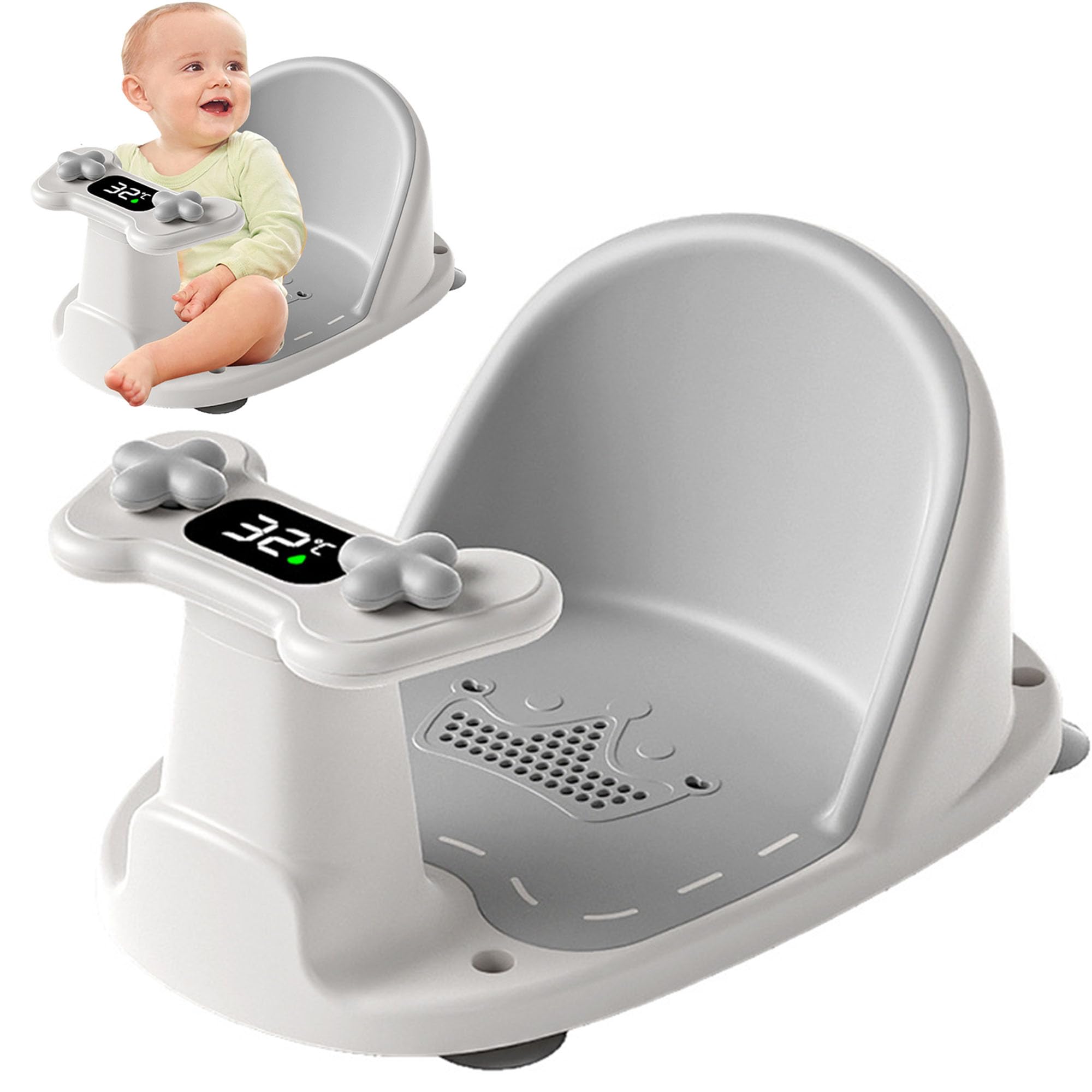 Siège de bain bébé sécurisé pour éviter glissades et eau chaude