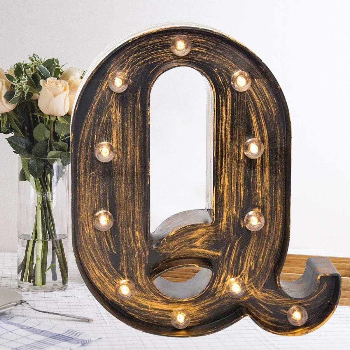 LED Letter Lights,Alphabet Light Up Sign, Battery Operated Decorative Letters for Home, Wedding, Party, Bar & Cafe Decor (Q)