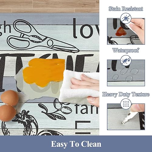 Miniatura 86 de HEBE - Juego de 2 alfombrillas de cocina antifatiga, impermeables, antideslizantes, cómodas, resistentes, de pie, de espuma de PVC, acolchadas, 17 x