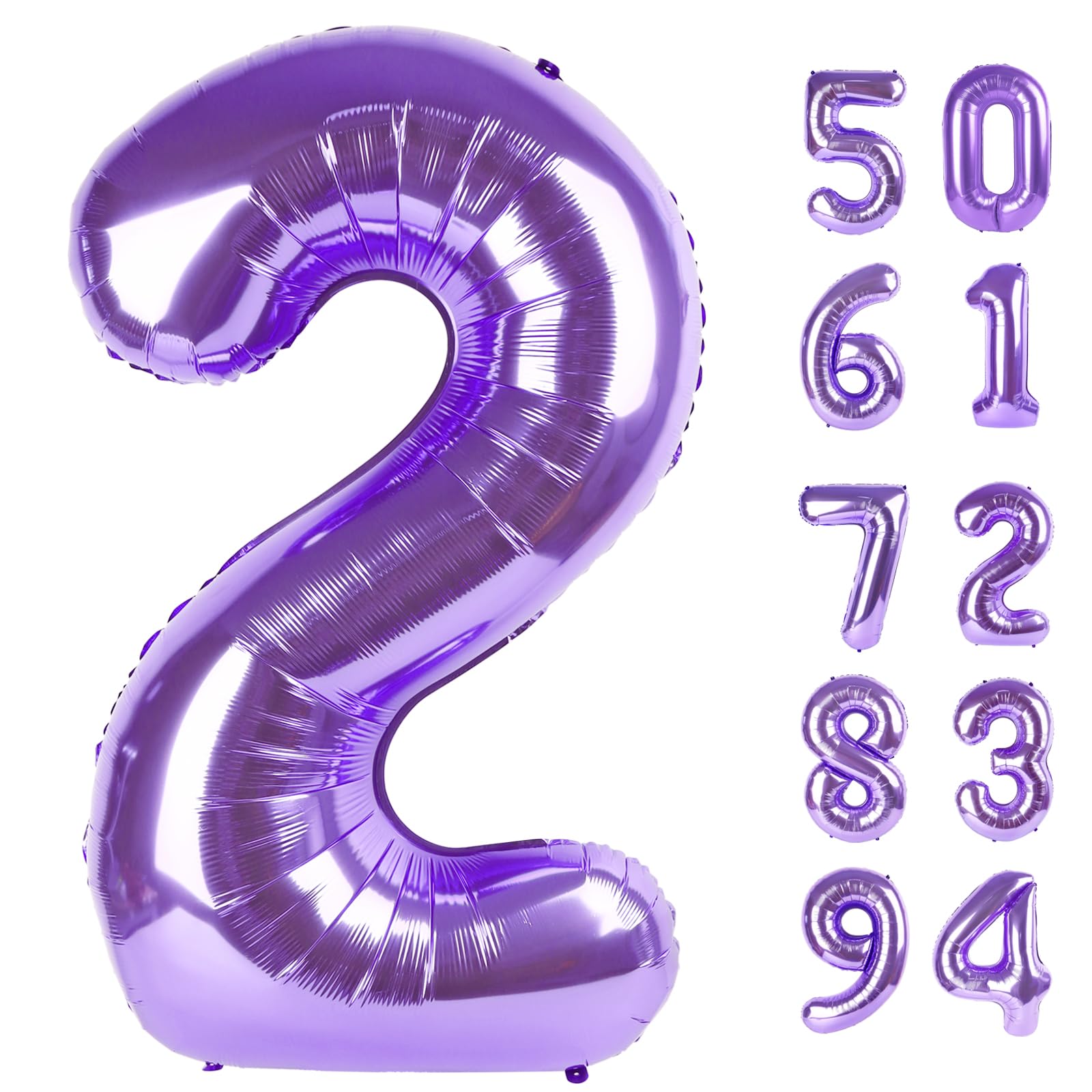 Purple 2 Balloon, Number Balloon 40 Inch, Two Balloon Number Birthday Decorations, Second 2nd Birthday Party Supplies, Number 2 Balloon
