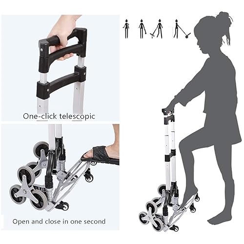 Miniatura 4 de Carrito de compras resistente, carretilla de mano de 165 libras con bolsa de compras de 1.87 libras, carrito plegable de cristal con diseño de 6