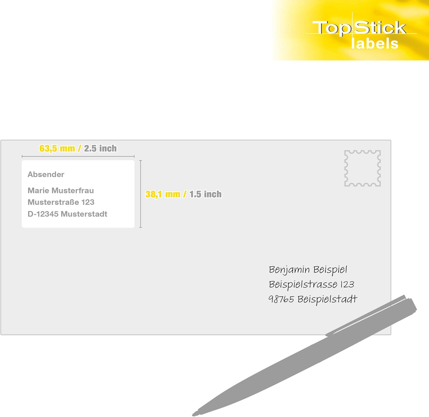 TopStick A4 Self Adhesive Address Labels, 21 Labels Per Sheet, 100 Sheets, 2,100 Labels, 63.5 x 38.1 mm, Blank Printer Labels for Laser & Inkjet, Printable Sticky Paper Labels for Office & Home