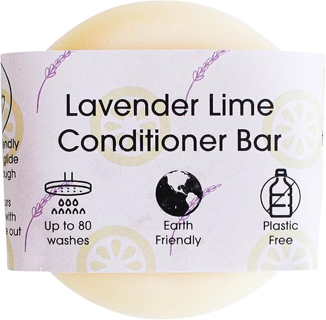 Lavender Lime Hair Conditioner Bar, Natural Hair Care Bar for Frizzy Hair, Vegan Hair Bars, Plastic-Free, No Chemicals & Preservatives, Up to 80 Washes, 60g - The Natural Spa