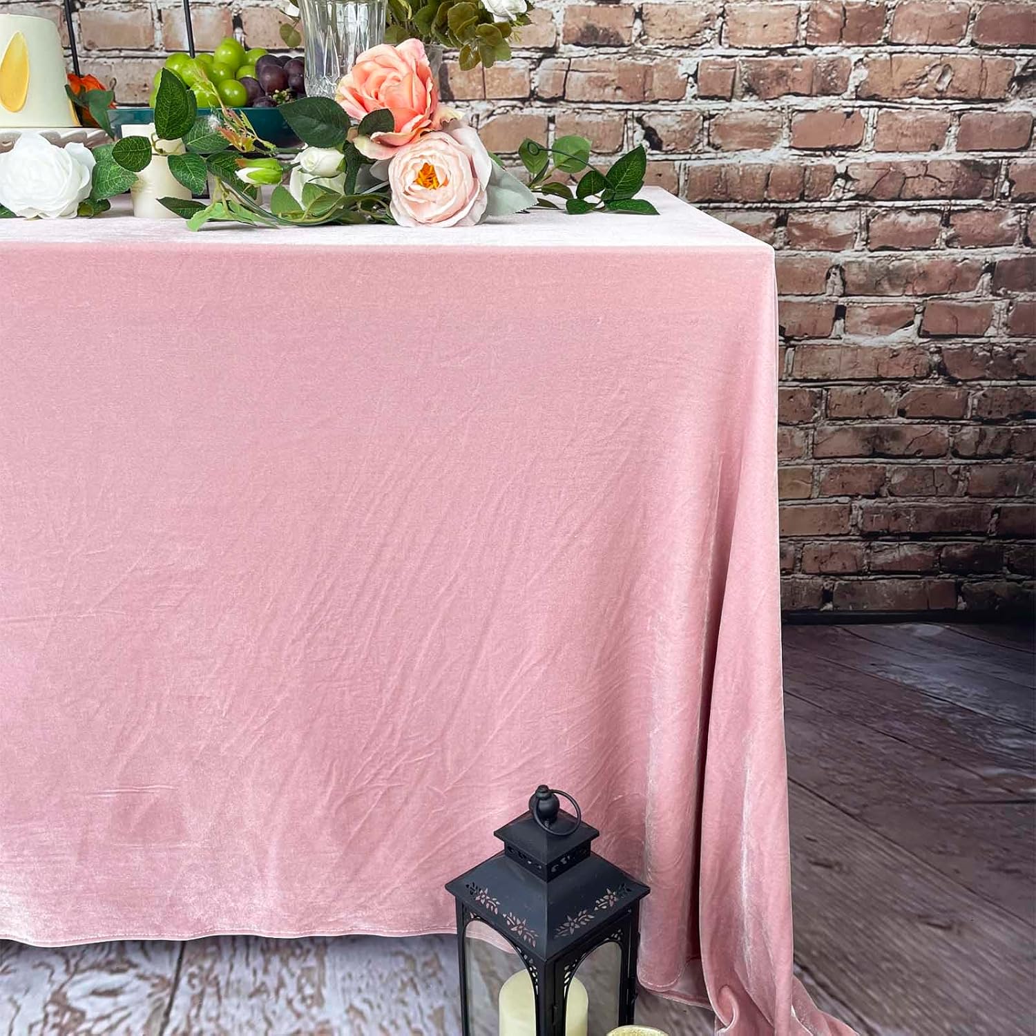 EHLDekol Velvet Tablecloth, Luxurious Elegant Rectangle Table Cover in Beautiful Dusty Pink for Weddings, Parties, Baby Showers and Events, Durable Seams for Long-Lasting Use((Dusty Pink, 60"*102")