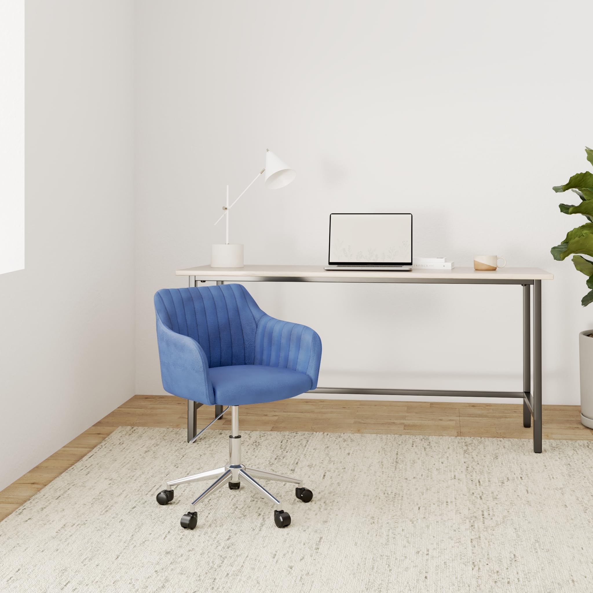Ergonomische draaistoel, fluwelen stof, grijs, in hoogte verstelbaar (60x61x91 cm