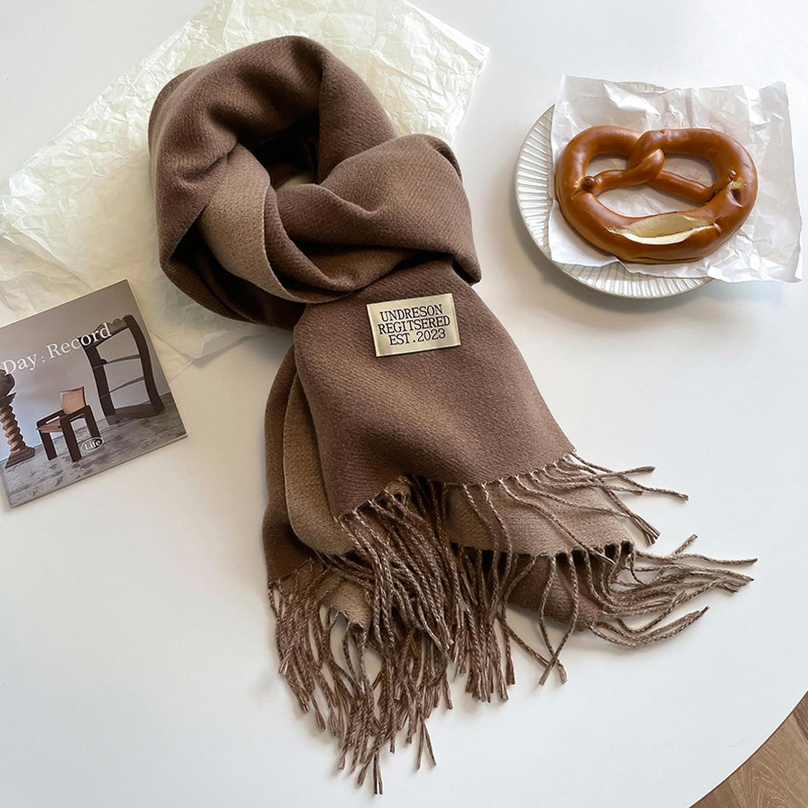 Sciarpa Donna Imitazione A Doppia Faccia in Cashmere Sciarpa da Donna Inverno Coppia Calda Sciarpa A Scialle di Sciarpa Versatile-b-68 * 200 Cm