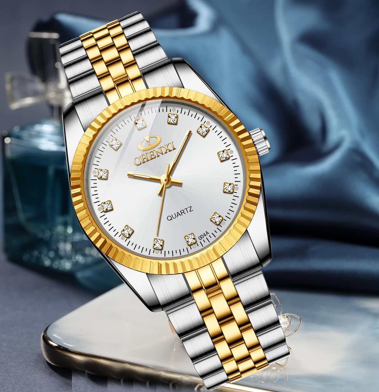 FANMIS Men's Classics Business Easy Reader Quartz Watch Military Analog Luminous Waterproof Quartz Stainless Steel Watch Elegant Gift Watch for Men (Y Silver White)