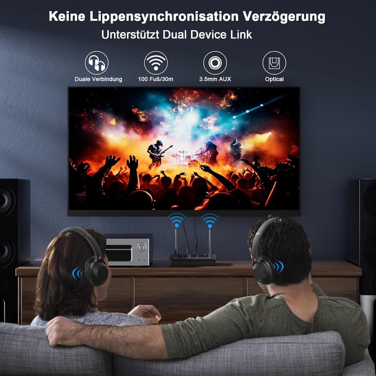 1Mii B03S Bluetooth Transmitter & Empfänger für TV und Stereoanlage, 3-in-1 HiFi Audio Adapter mit ESS DAC, aptX Adaptive & Low Latency, Dual Link für 2 Kopfhörer, Bluetooth 5.3, Optisch/Cinch/AUX