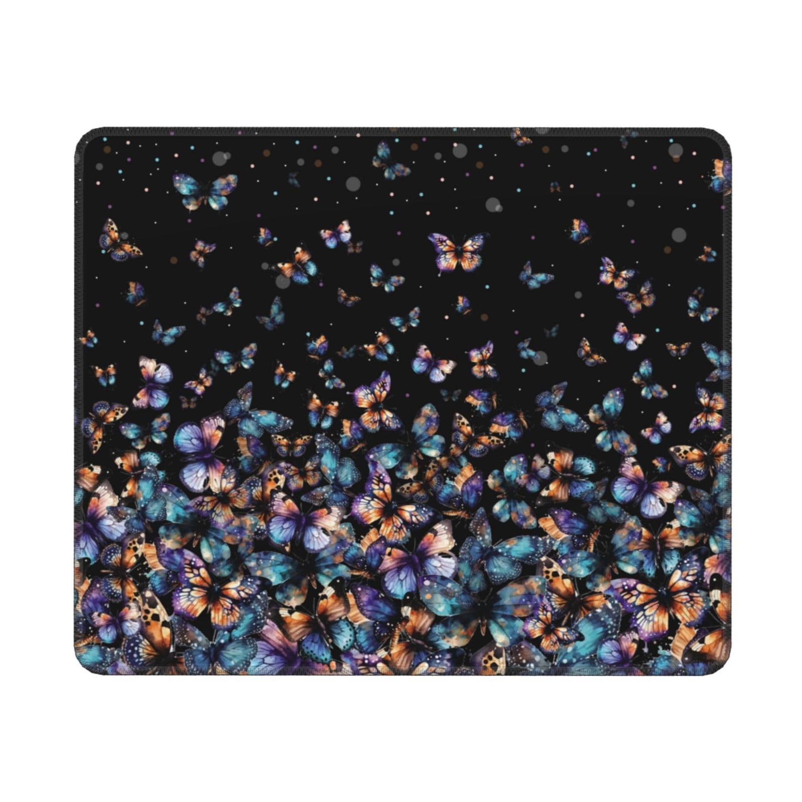 Butterfly Rectangle Mouse Pad Premium Textured Mouse Mat Washable Square Mousepads with Extended Stitched Edges Non Slip Rubber Base Small Mousepad 12¡Á10¡Á0.12 Inches