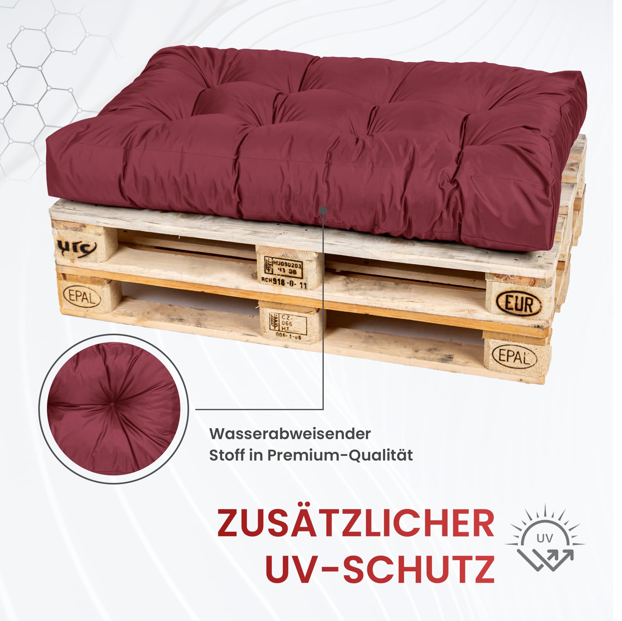 Bananair - Palletkussen Set 2 Rugleuningen 120x40 cm 2 Zittingen 120x80 cm | Waterafstotend Tuinkussen voor Palletbank, geschikt voor binnen & buiten gebruik (Grijs