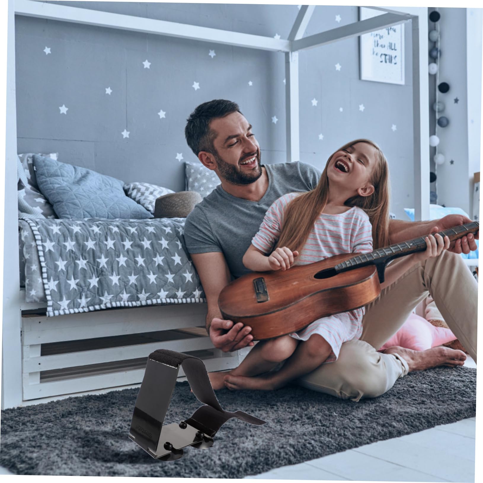 Poggiapiedi per Chitarra Regolabile in Acciaio Inox Nero | Design Ergonomico, Portatile e Leggero, Accessorio Musicale per Pratica e Studio, Set da 1 Pezzo