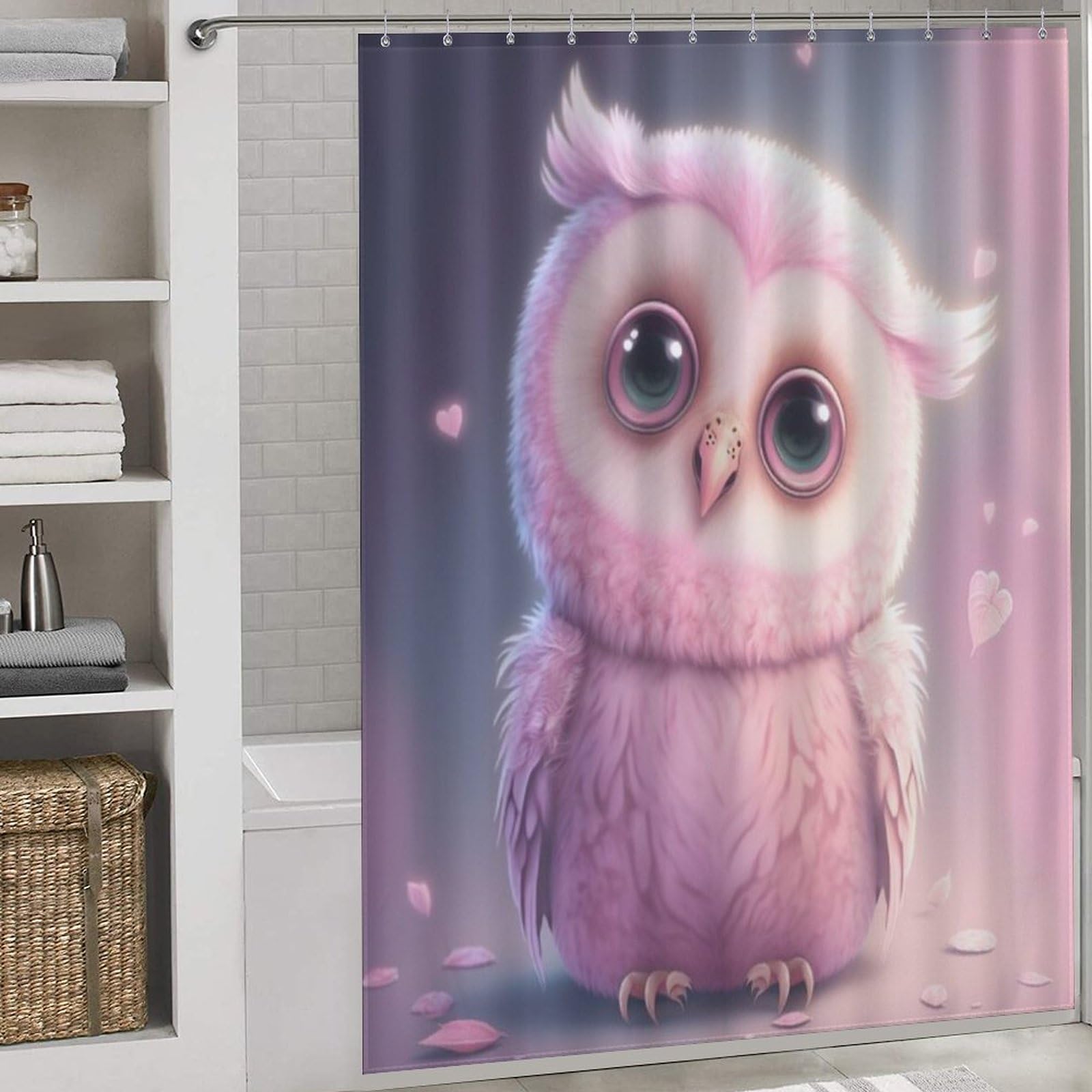 Rideau de douche hibou tissu polyester imperméable lavable 168x183cm