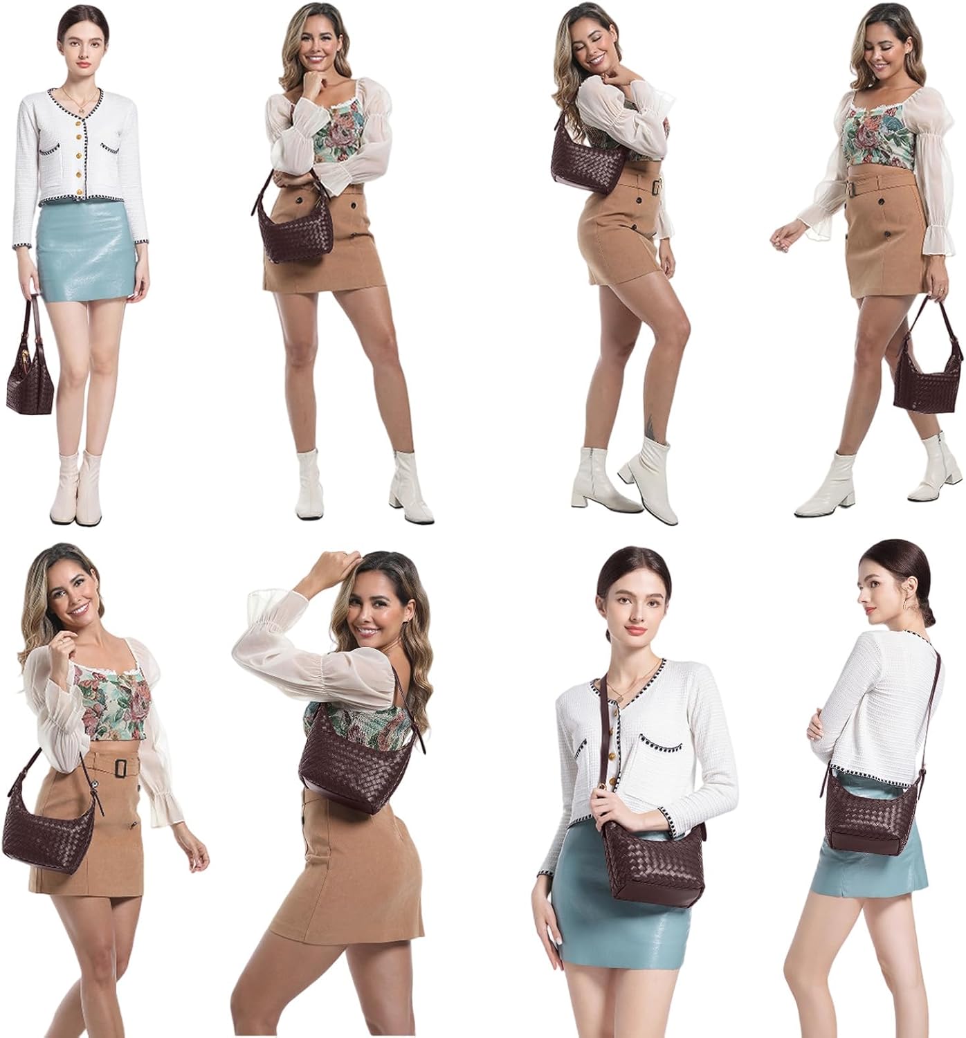 Shoulder Bag Handbags Women's Crossbody Woven Clutch Purses for Women Tote Bags Adjust Strap Hobo with Zip Closure - Image 6