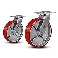 Vista 50 de Ruedas industriales de 5"x2", ruedas de servicio pesado, ruedas de poliuretano, capacidad de hasta 1000 lb. Uso para camión de plataforma, carrito