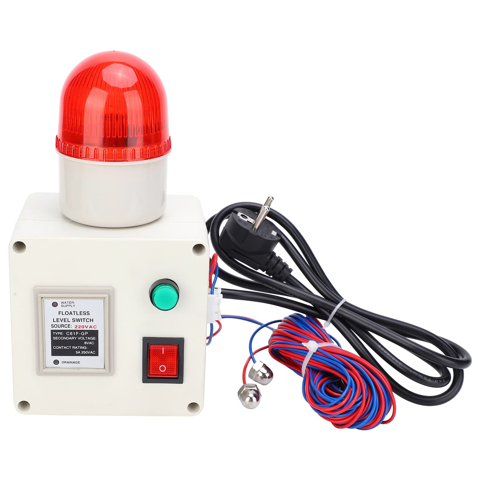 Capteur D'alarme de Niveau d'eau en Acier Inoxydable 90dB avec Bouton Silencieux pour Détection de Réservoir à Poissons, Citerne, Piscine jusqu'à 15m
