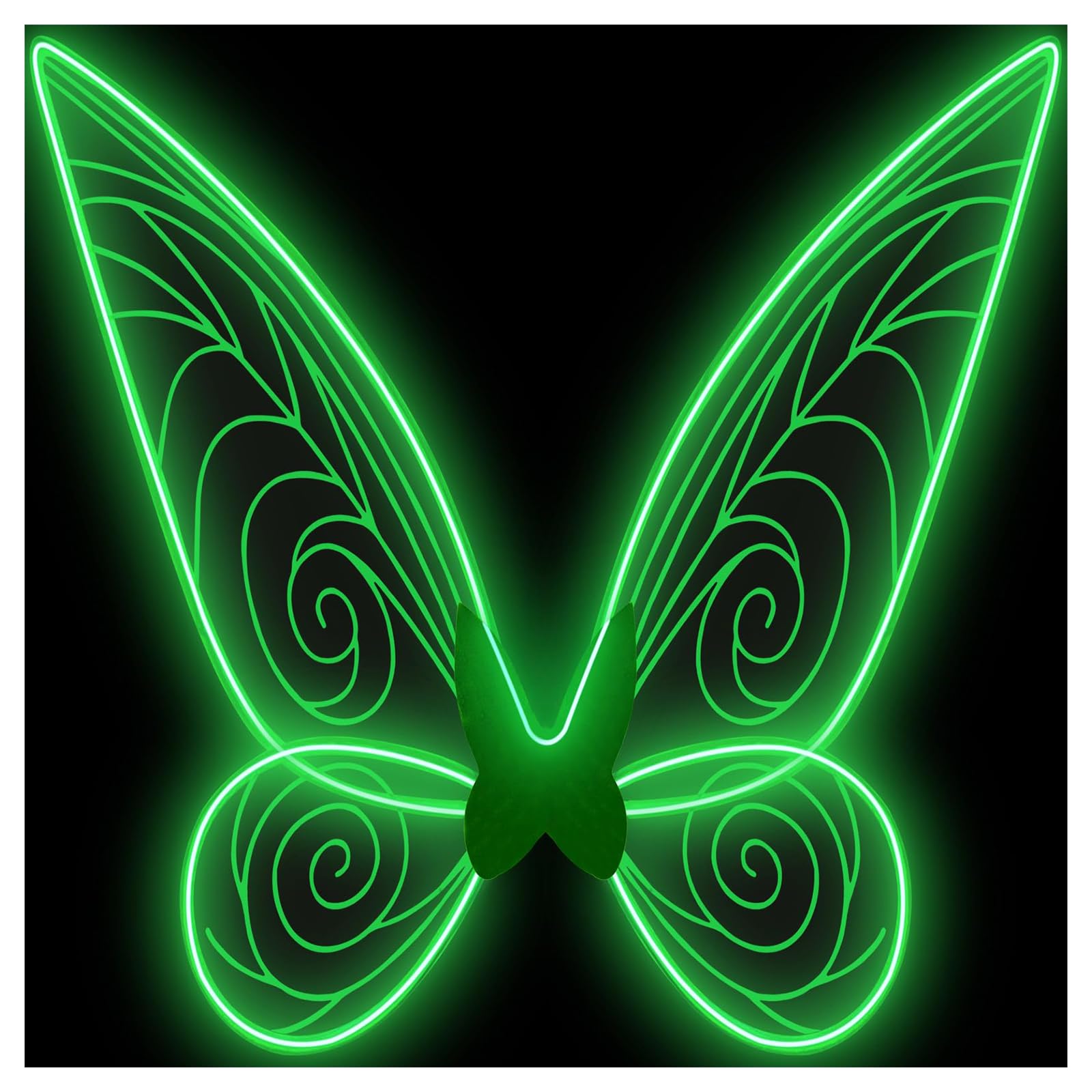 Tanganan Adult Fairy Wings Light up Butterfly Wings for Women, LED Fairy Wing Sparkle Angel Wings Halloween Cosplay Costume Dress Up Wings for Girls (Green)