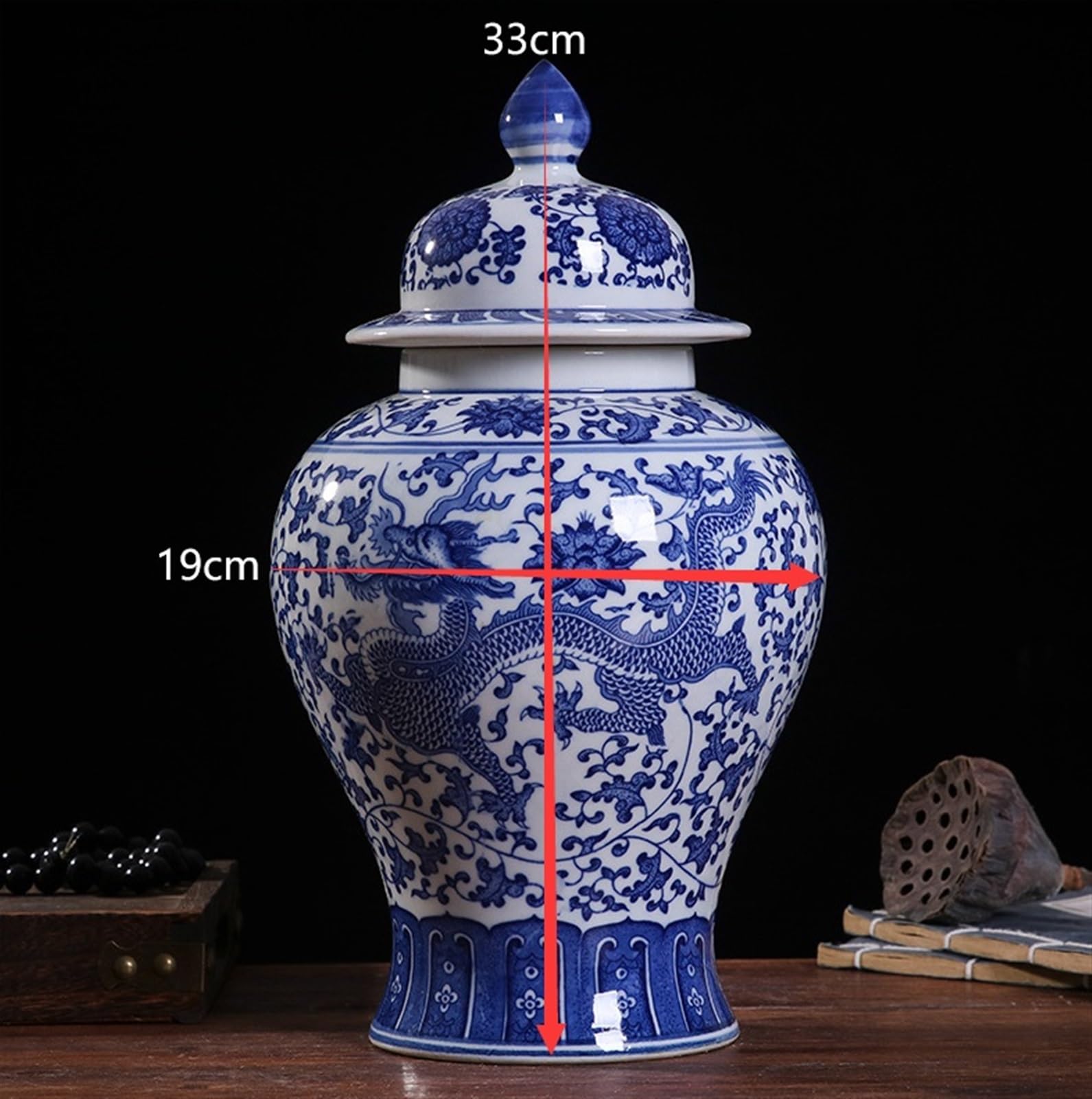 Ceramiczny wazon na słoik imbirowy - chiński dekoracyjny słoik do domu i biura, porcelanowy wazon na kwiaty - stylowy akcent do dekoracji