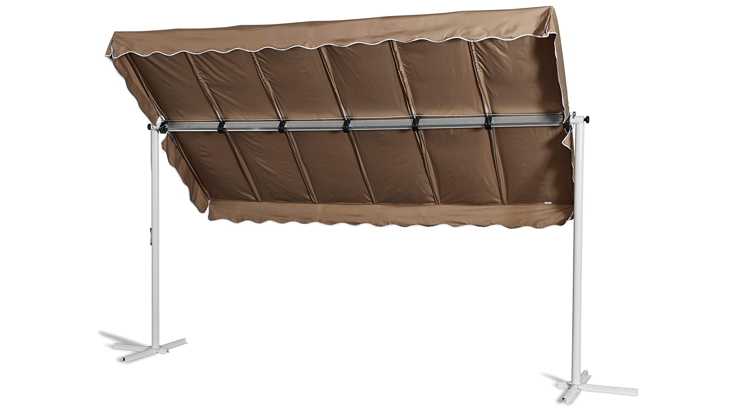 GRASEKAMP Qualität seit 1972 Standmarkise Dubai Taupe 375x225cm mit Schutzhülle Terrassenüberdachung Raffmarkise Mobile Markise Ziehharmonika