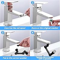 Vista 7 de Extensor de grifo giratorio de 1080° con 2 funciones, extensión de fregadero giratoria resistente, brazo robótico giratorio universal, extensión