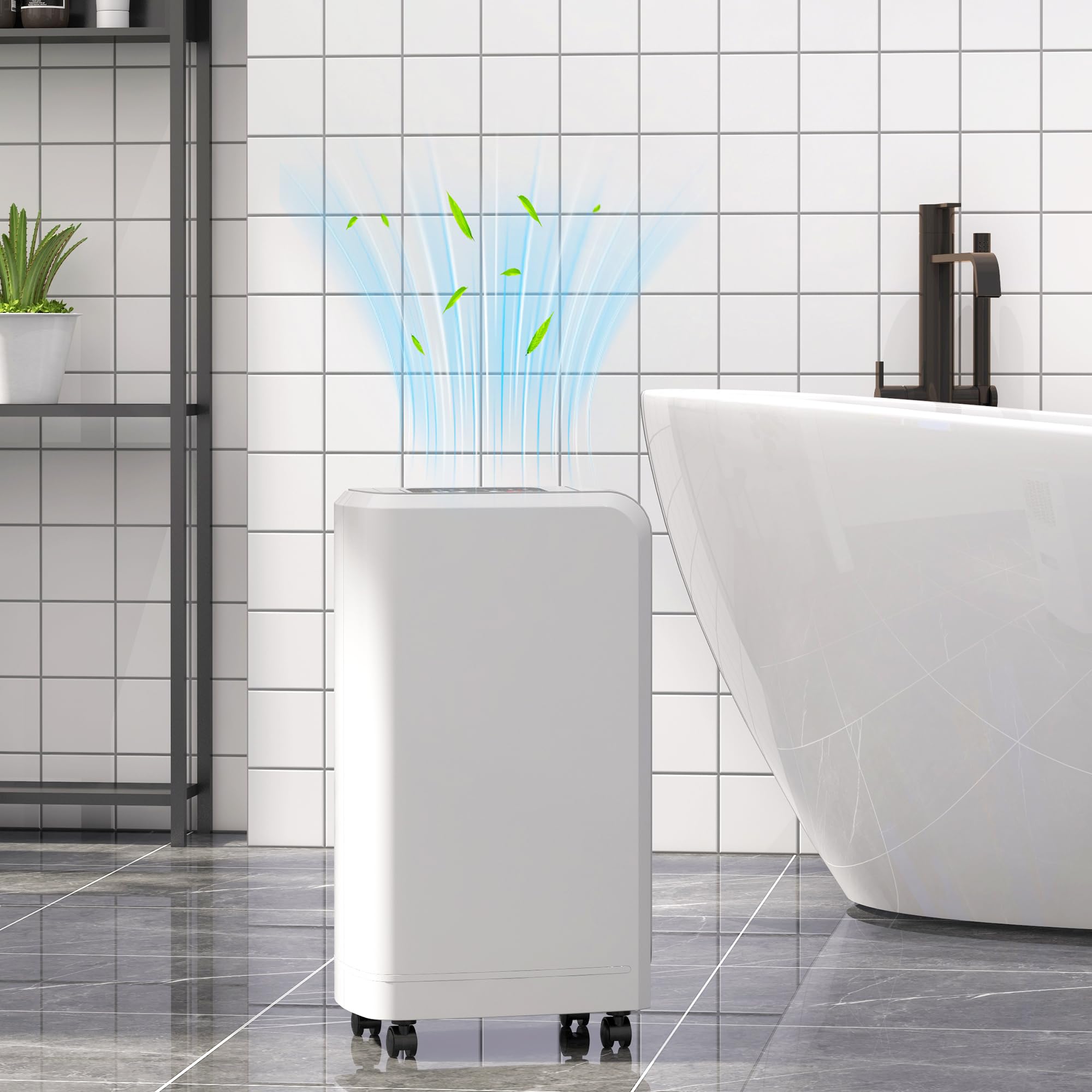 HOMCOM Deumidificatore Portatile 12L/24h per 18㎡ con 4 Funzioni Bianco | Serbatoio da 800mL, Deumidificatore Casa Muffa con Filtro, Maniglia, Display, Timer 24 Ore, Ruote, Spegnimento Automatico