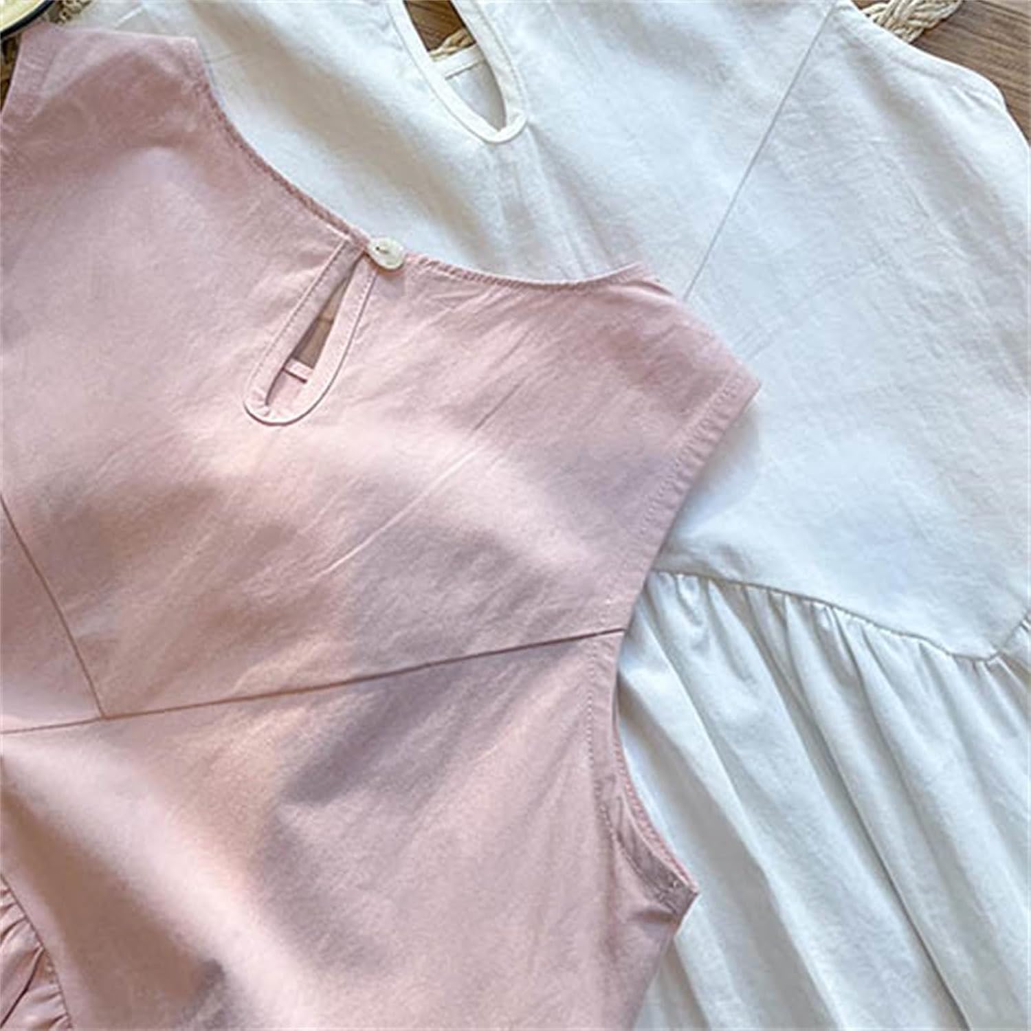 Toddler Girl Dress Sleeveless Summer Dress A Line Dresses for Teen Girls Sun Dress Solid Color Midi Casual Dress