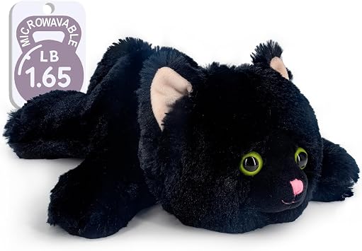 Marysun Microwavable Black Cat Stuffed Animal - Weighted Stuffed Animal Plush, Heating Pad, Cozy Gift for Girls|Women|Kids|Elder People, 9.8in, 1.65lb