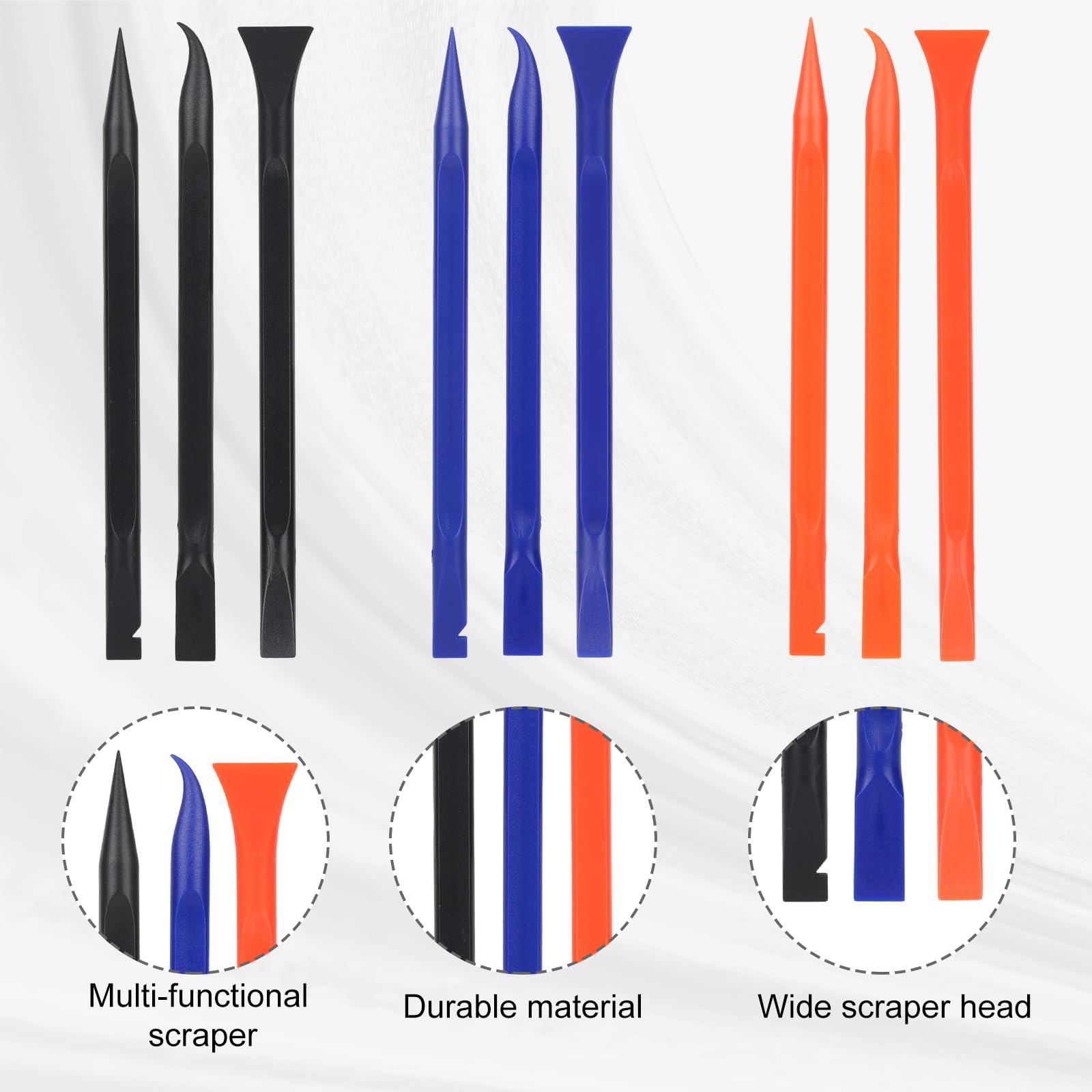 9uds Kit de Detallado Coche, Herramientas Raspador Plástico Antiarañazos Herramientas Limpieza Multifuncionales para Espacios Estrechos Rendijas Detalles Pintura (Azul, Negro, Naranja)