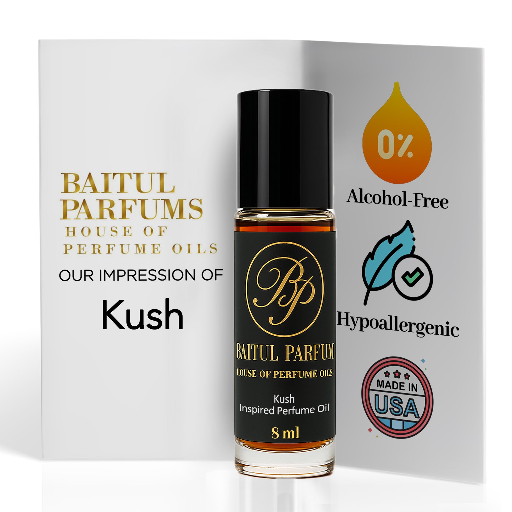 ASMARKET Comparable to Kush Alcohol-Free Fragrance - 8ml Travel Size Mini Perfume Oil in Glass Bottle, Perfume Oil Roll On Rollerball for Easy On the