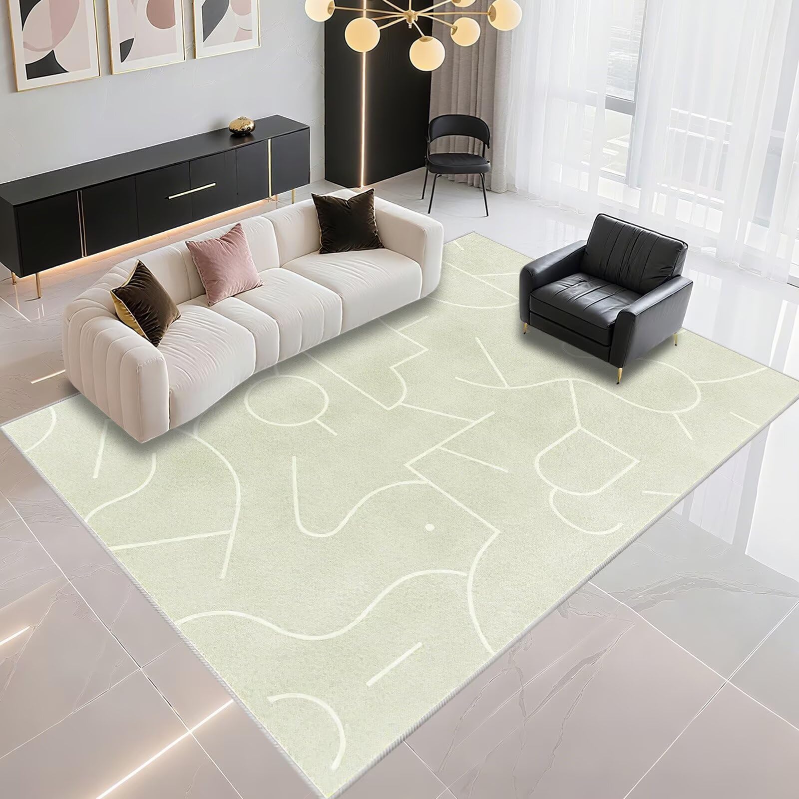 Tapis de salon lavable grand format résistant aux taches de vie quotidienne