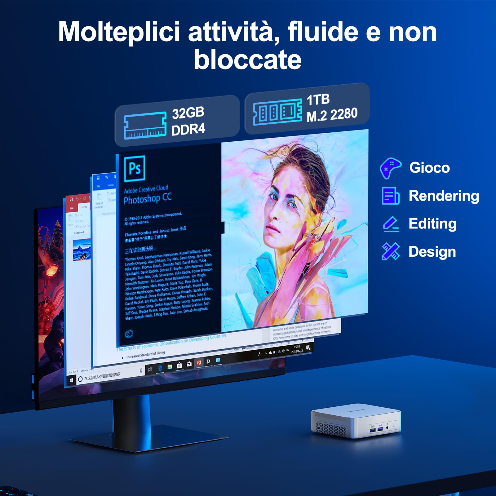 GEEKOM XT12 Pro Mini PC, Intel i9-12900H (14 core, 20 thread, 24 MB di cache, 5,0 GHz) Desktop PC NUC, Mini Computer Wi-Fi 6E, 32 GB DDR4 Windows 11 Pro 1TB Mini Computer NUC, 2*USB4 | 8K UHD