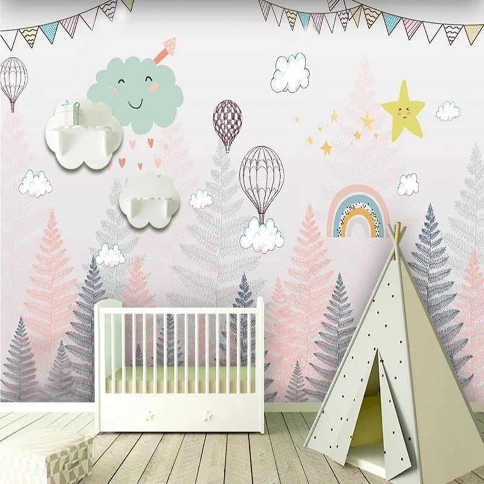 Décor Mural Art 3D Nuage Blanc : Transformez la Chambre d'Enfant en un Nuage de Douceur