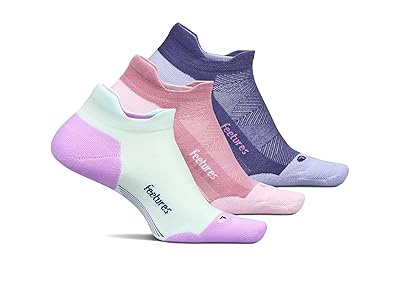 Feetures Elite Max Cushion No Show Tab 3-Pair Pack No Show Socks Shoes Crisp Mint/Pink Orchard/Future Dusk, Nylon/Polyester/Spandex