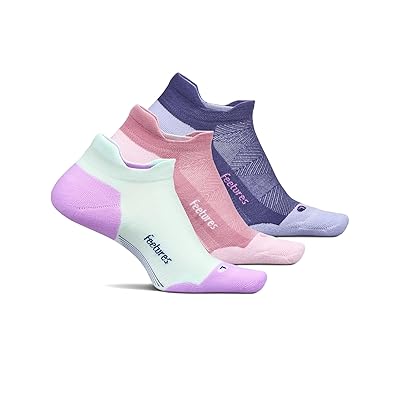 Feetures Elite Max Cushion No Show Tab 3 Pair Pack No Show Socks Shoes Crisp Mint/Pink Orchard/Future Dusk, Nylon/Polyester/Spandex