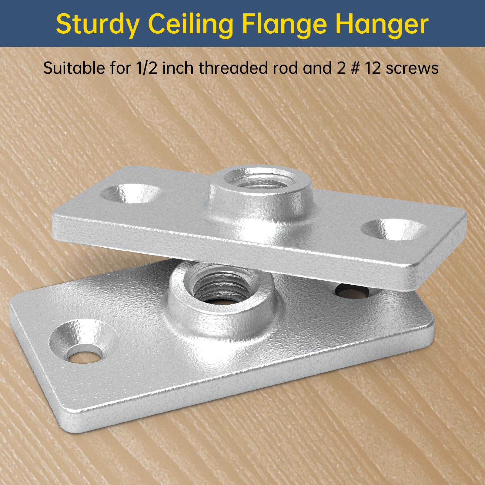 Lot de 20 supports de bride de plafond pour tige filetée de 1,27 cm, plomberie, projet de décoration industrielle, plaque de suspension de bride de plafond galvanisée