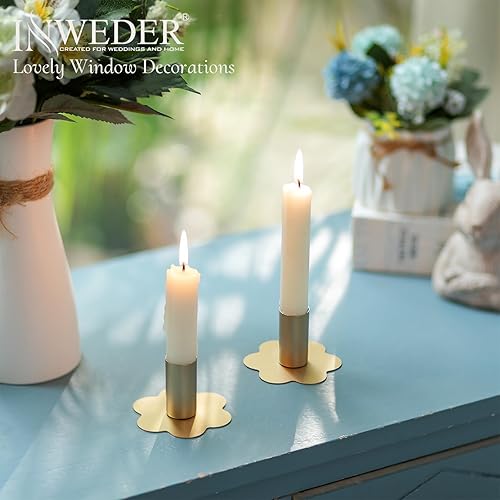 Miniatura 4 de Portavelas cónico Portavelas 2 piezas de oro Candelabros de mesa Portavelas de latón Candelabros Decoración Hogar Flor Candelabros Titular de la