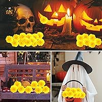 Vista 7 de DIYASY Flores de caléndula a granel, 50 piezas de caléndulas de seda artificial con tallos, cabezas de flores amarillas falsas para decoración