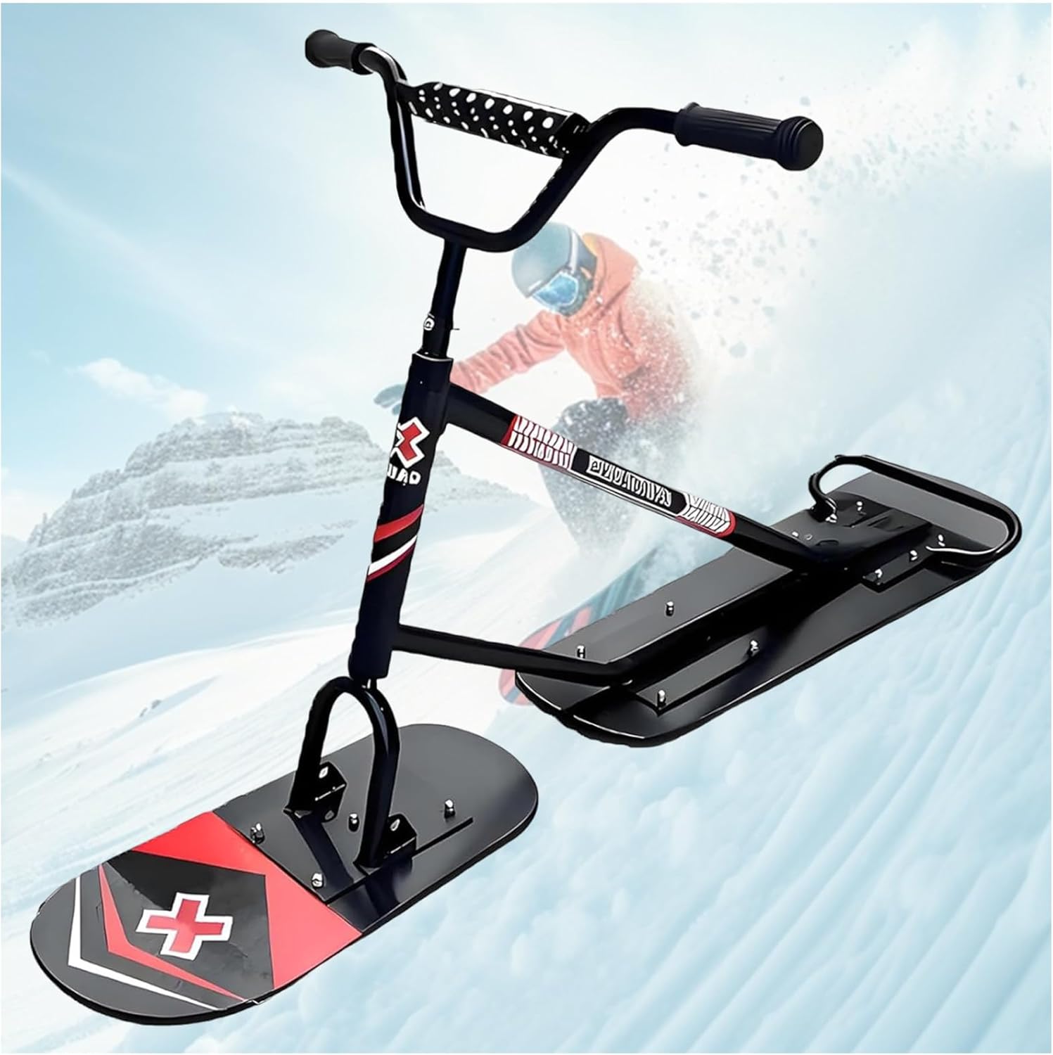 Dual Ski Snow Scooter for Adults - 360° Steering, All-Terrain Snow Sled, Lightweight Aluminum Design for Backcountry Exploration & Off-Trail Adventures