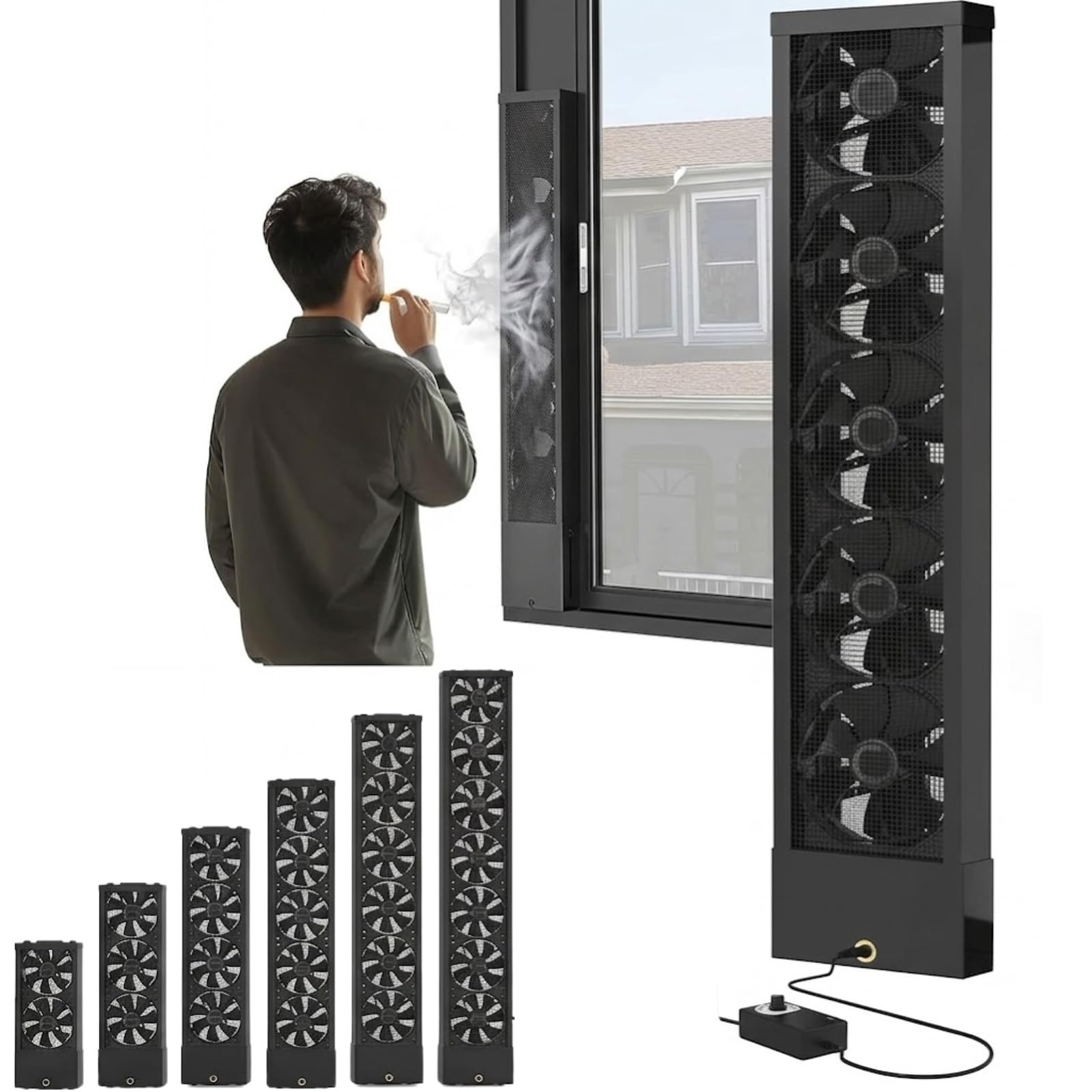 Ventilateur de fenêtre réversible à flux d'air modulable pour grands volumes