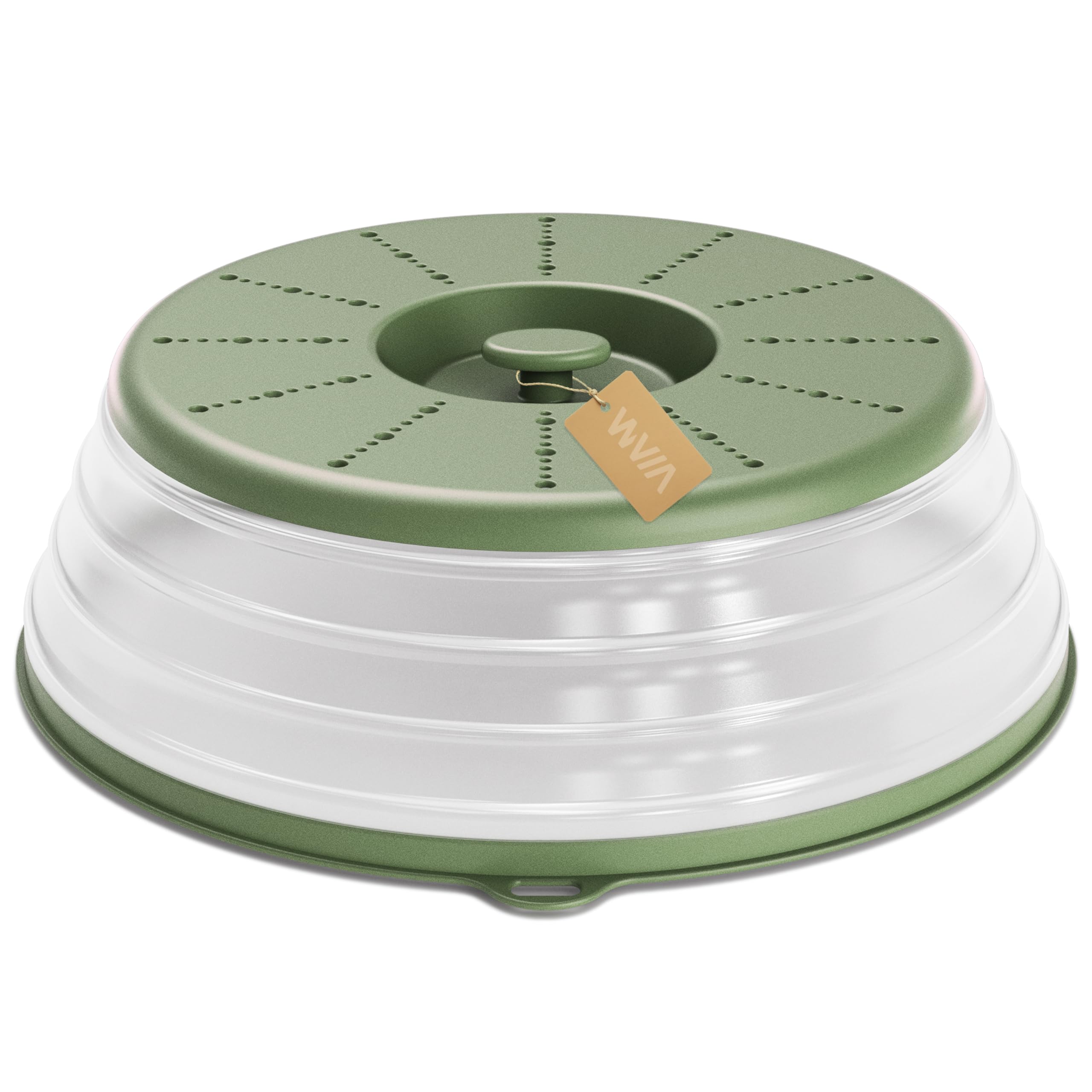 WVM Microwave Splatter Cover Vented for Food with Hook Hole, Splatter Guard &amp; Colander Kitchen Gadget for Food, Meal Prep, Green, M(11"x3.26")-Pack of 1
