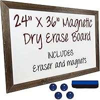 Excello Global Products Rustic Wooden Magnetic Dry Erase Whiteboard 24x36 - Includes Magnets & Eraser, Easy Mount