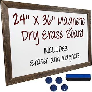 Excello Global Products Rustic Wooden Magnetic Dry Erase Whiteboard, 24"x36"