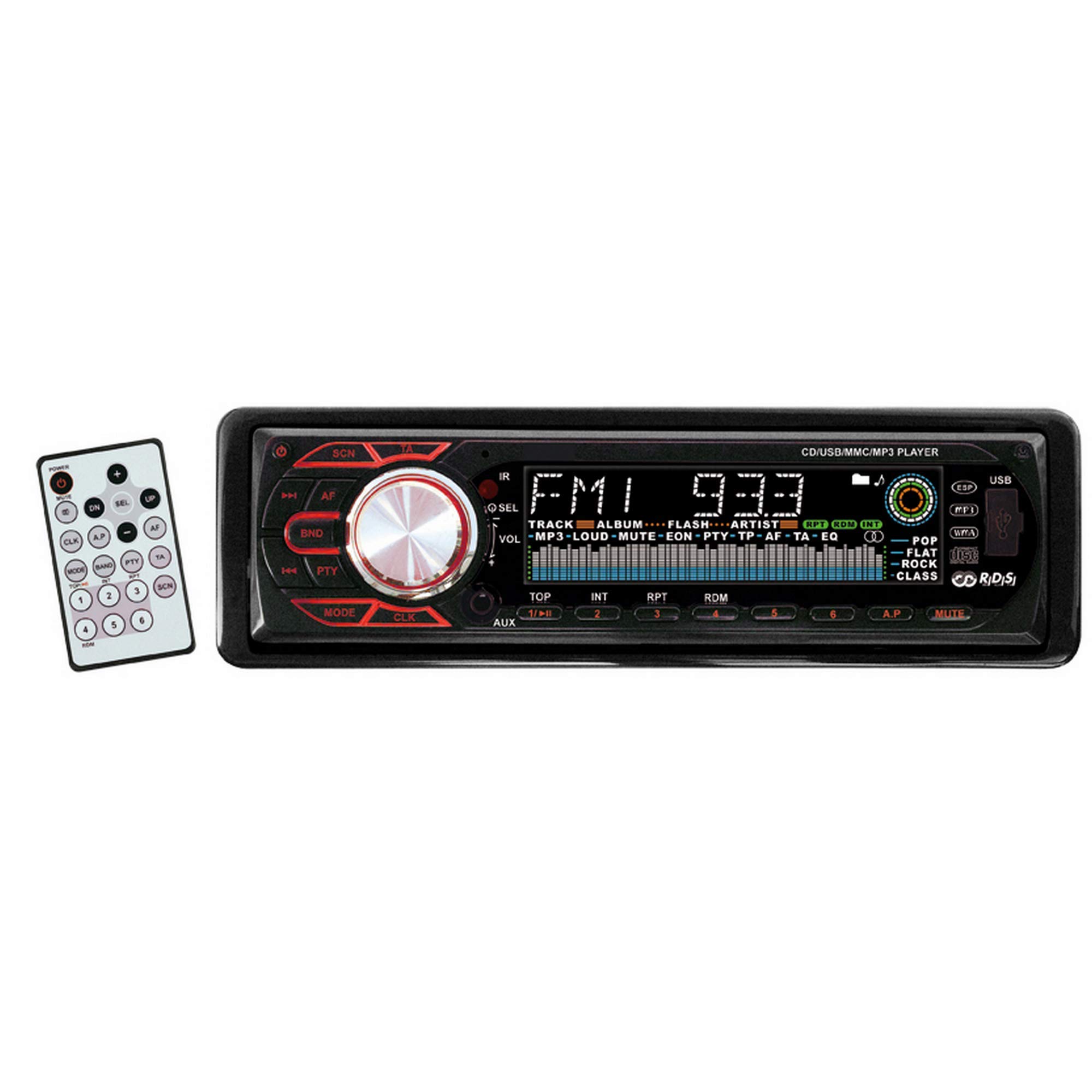 Kenvox M-110035 Autoradio Diversion 600U 1 DIN con RDS, AM/FM, Lettore CD/MP3/WMA, USB, AUX Frontale, Frontalino Estraibile Flip Down, Comandi al Volante Ready, Telecomando Incluso
