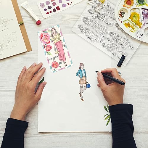 Miniatura 2 de GLOBLELAND Sellos transparentes de moda para mujer, para hacer tarjetas, sellos de silicona transparentes para hacer tarjetas, álbumes de recortes,